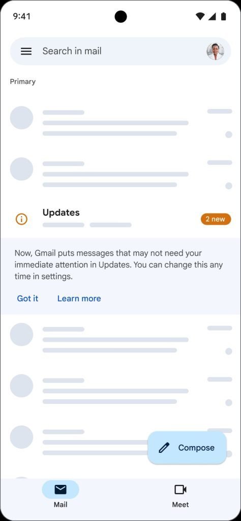 Upgraded Gmail Inbox